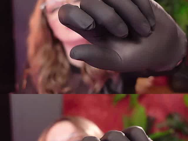 ASMR clip: medical nurse gloves with oil. Sounds triggers.