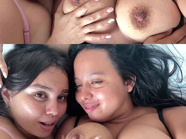 2 Lactating Cuties Helping Every Other Empty Full Tits