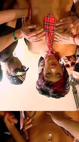 Wild Gangbang Slut and Licked by Horde of Guys
