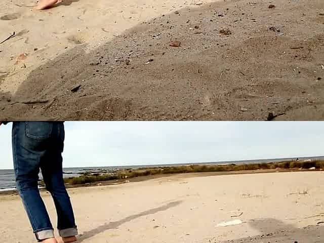 walk on the beach ends with an insertion in the wang, brunette hair, large butt, breasty, large ramrod, stud in und