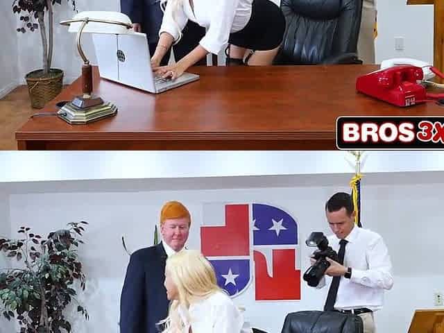 Golden-haired Latin chick Takes a Hard Anal Pounding on the Presidential Desk