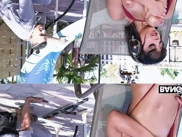 Sunbathing ardent nympho Marilyn Mansion gets fucked really hard outdoors