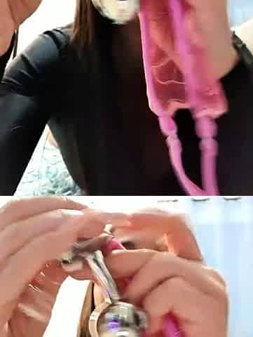 Brunette solo darling masturbating at home