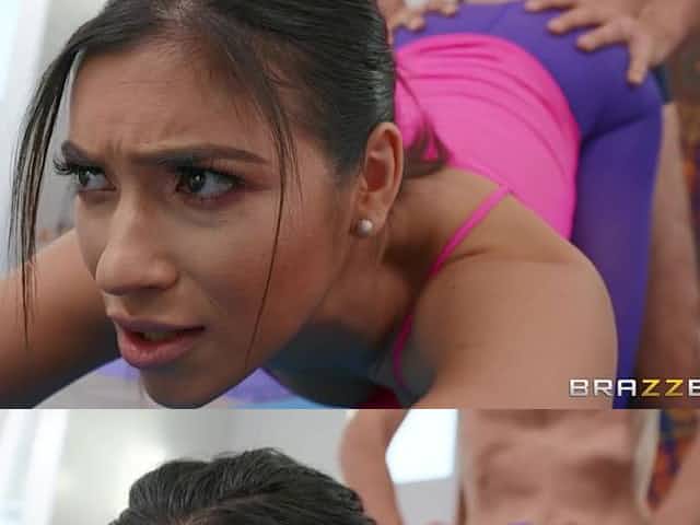 Yoga girl Brooklyn Gray has her asshole penetrated by a 50something man