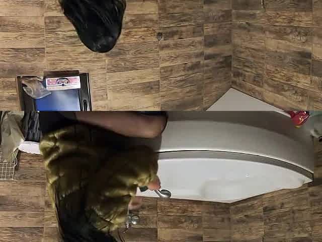 Furry Coat, Ripped Hose & Nasty Bathtub Pee Play