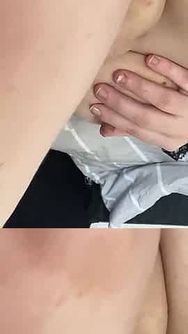 Bbwbootyfu Laying in bed squeezing my boobs sucking 12inch didlo