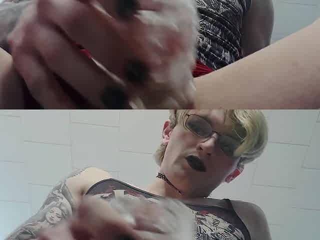 Pov between hips - strawberry blond emo femboy lengthy edging session + cum leaks down at camera