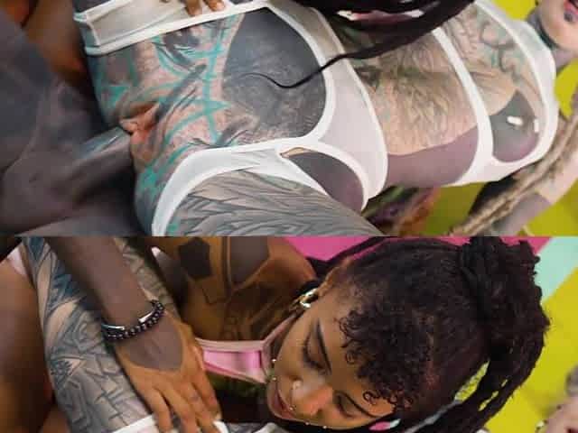Darksome Skin Hairy Haired Cutie Takes Anal in Wild trio with Anal Climax
