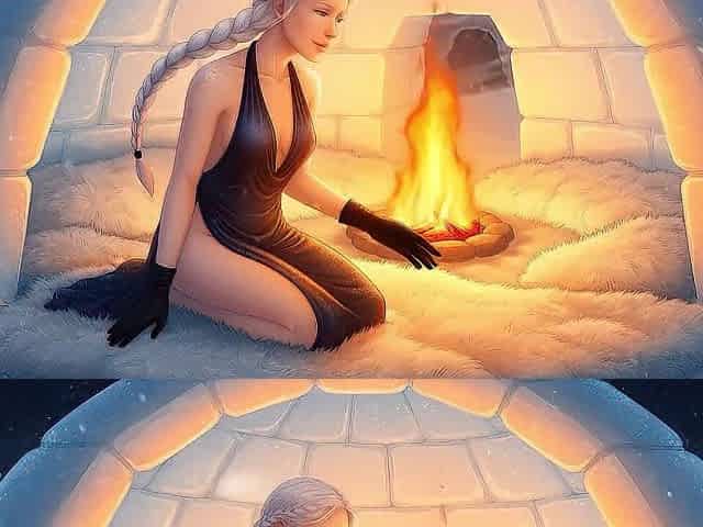 AI - Albino Beauty in Snowy Igloo