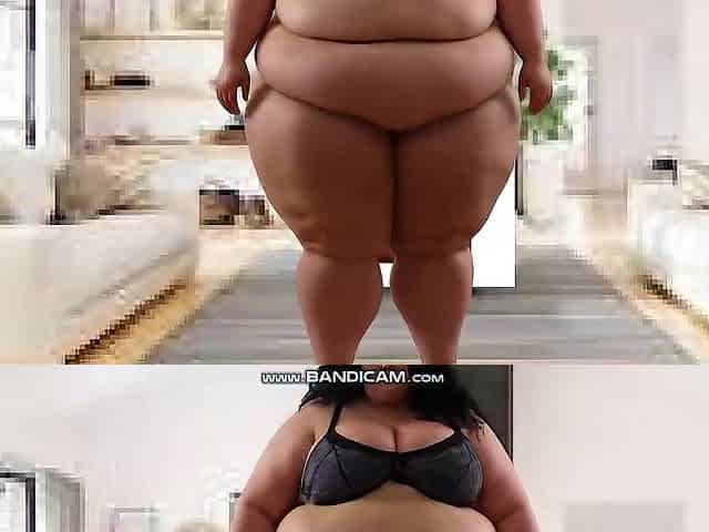 HEAVY Ebony Amazon SSBBW with rippling flesh everywhere (Solo, AI-Generated, M185 1)