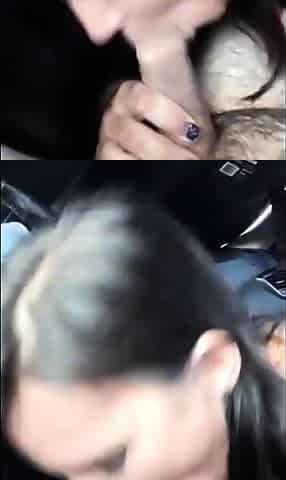 Blowjob in the Car with a Brunette Babe