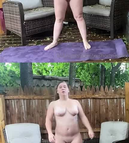 Doing risky outdoor naked yoga relaxing rain storm ASMR