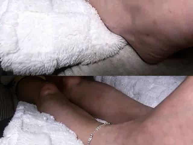 Amateur cum on dirty feet