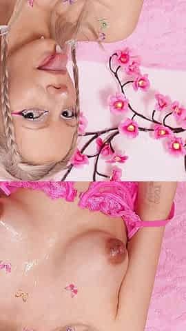 Sexy Blonde Smears Cum on Her Tits - Swallows Cum!