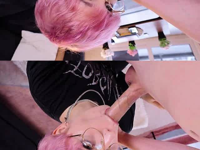 Amateur hands free close up blowjob