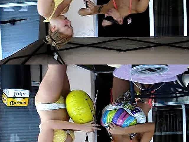 Horny blonde teen babe rubbs her shaved taco outdoor