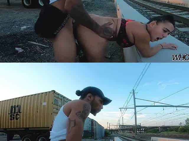Big Ass Latina Carmela Clutch Outdoor Public Railway Fucking - Hardcore With Cumshot