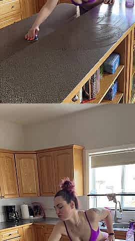 Hot Housewife Cleans the Kitchen Counters: Sheera Blows BBC After Chores