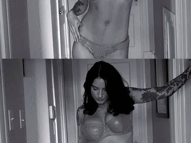 Turned on mature lady masturbating with panties and toys