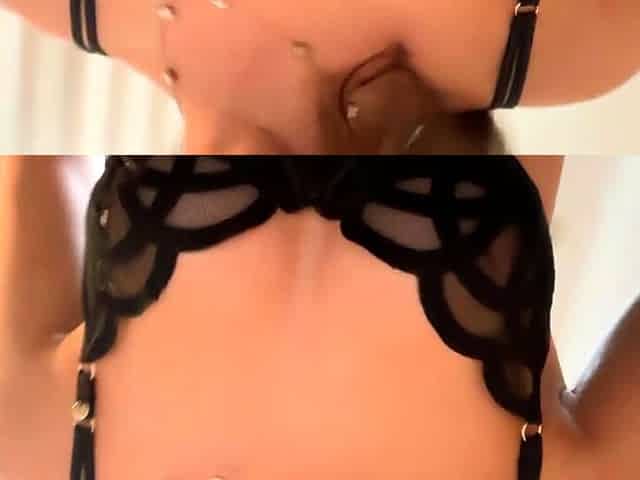 Small titted brunette teen fingering on the bed