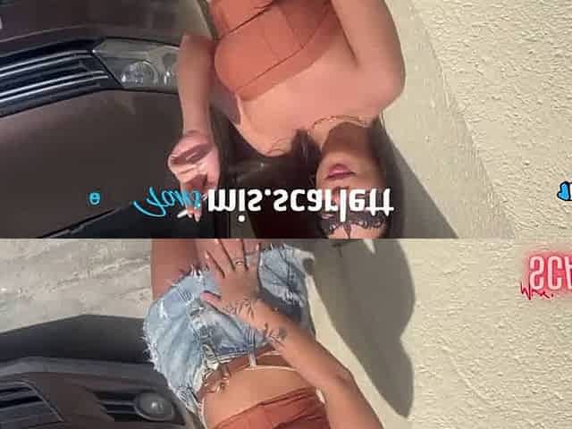 Hot brunette tugging in parking garage, meaty caboose exposed. Fantasizing about porn and very first time xxx.