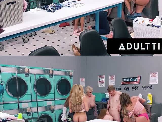 Horny Milfs Devour Dick At The Laundromat!