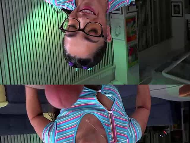 Sexy Nerd Sucks Her Neighbors Prick