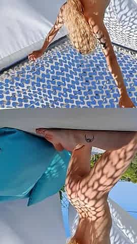 Outdoor anal solo and masturbating blonde