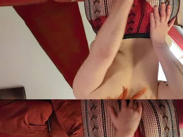 Redhead punk hotty playing, drinking champagne and masturbating - can u assist her cum?