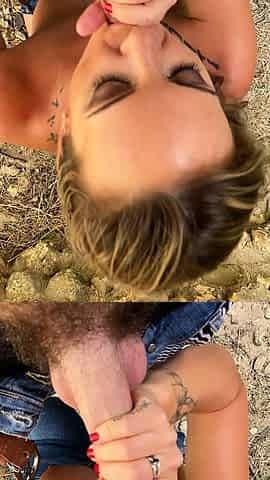 Hardcore ffm blowjob and doing handjob