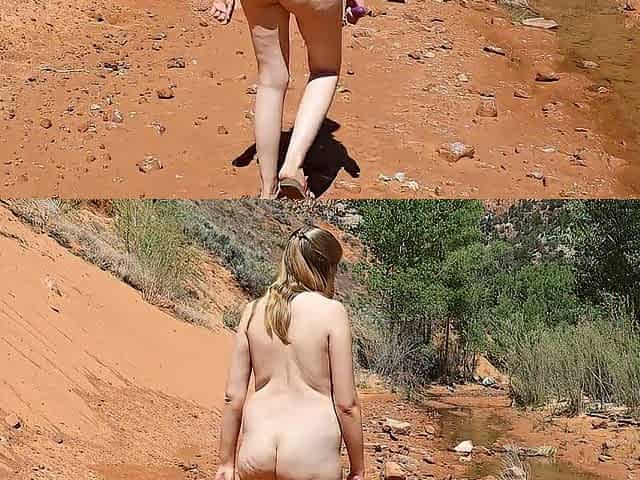 Sexy Mama Walking Nude By The Stream