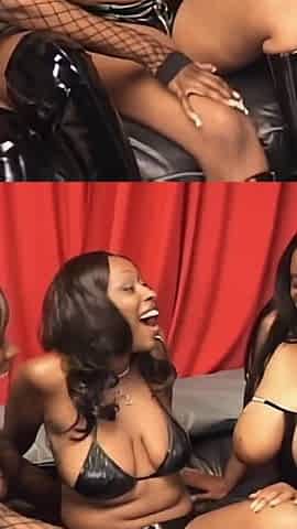 Black on Black Lesbian Threesome and Sex Toy