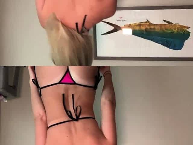 Vicky Stark Hot Pink Micro Bikini Try On