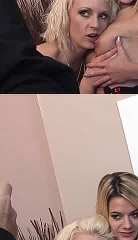 Super group fuck with Chloe Delaure and Cyprus Isles two platinum blonde sluts give their asses to many and many cocks