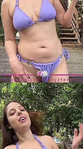 Horny Bikini mother I'd like to fuck xLilyFlowersx Teases and Vibes Hairless Snatch Outside