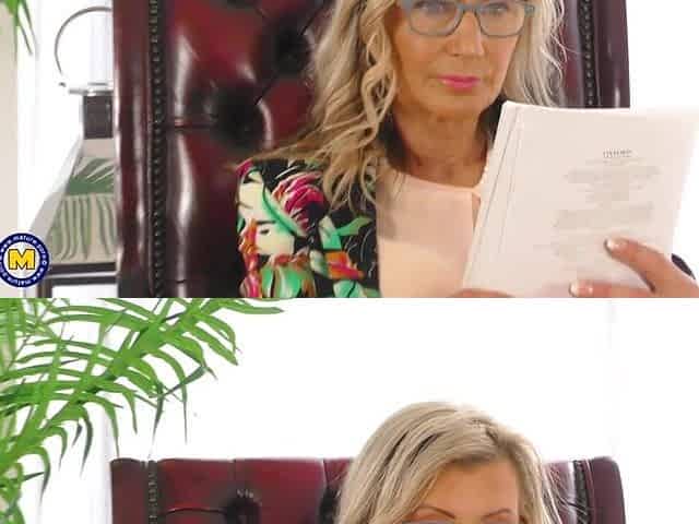 Aged Blond Can't Focus On Reading Her Book During the time that Concupiscent