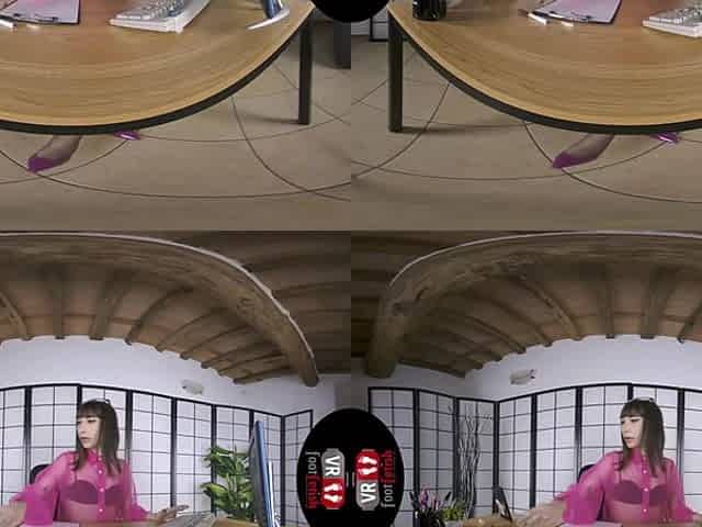 Outstanding Brunette Secretary Reine Vixen Loves Posing Her Hot Feet With Stockings In VR - VRFootFetish