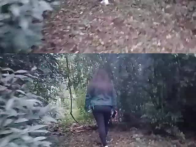 Married woman giving head in the forest