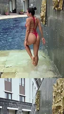 Outdoor Bikini Tease, Big Boobs Flashing