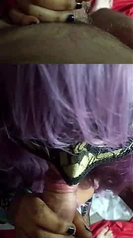Ebony Wife Shared Sucks Two Cocks to Get Sperm for Her Tits