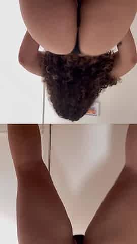 Bushy married woman in dental floss