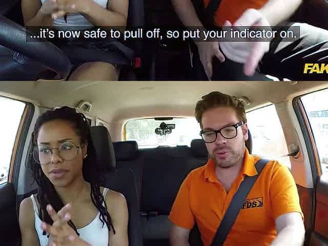 American Black Pornstar KIRA NOIR Visits Fake Driving School for Creampie