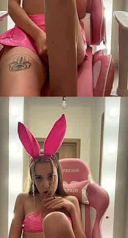 Adorable Blonde Bunny Rubs Her Pussy