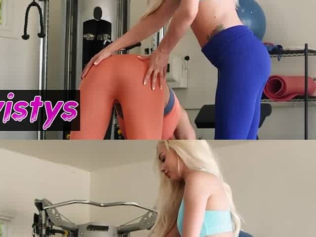 Young Lesbians And Yoga Enthusiasts Abigail Mac& Elsa Jean Are Caressing Each Other