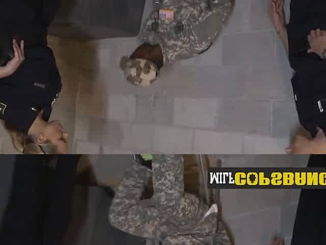 Bogus Soldier Is Persuaded Into Making His Cock Hard For Milf Cops