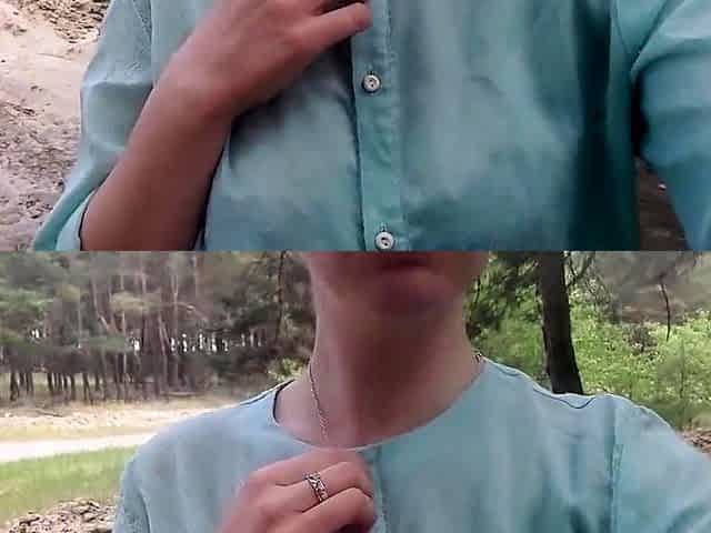 Exhibitionist teen undresses on webcam near the road