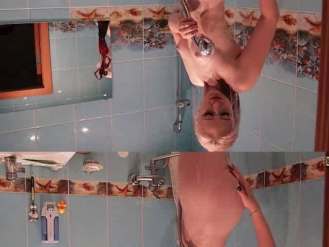hotty takes a shower, shaves her cunt and masturbates with a shower^^