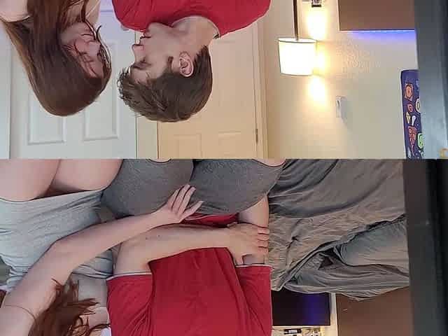 Amateur teen giving her boyfriend a blowjob and handjob