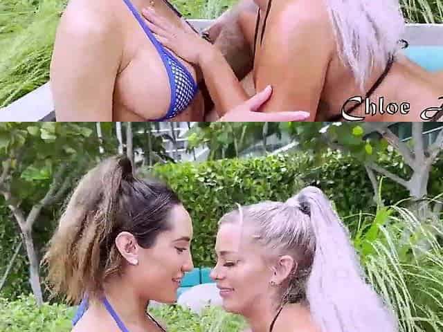 Breasty Blond Aussie Hayley Davies Bangs Chloe Amour with Large Thong-On