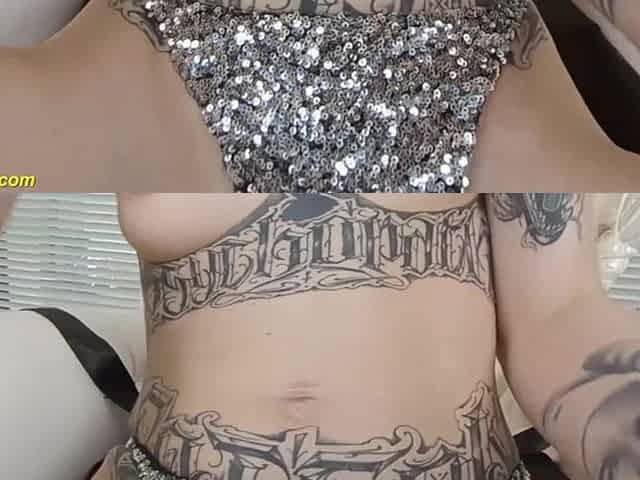 Tattooed Skinny Stepsis Stretching Her Holes